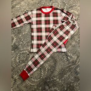 Hannah Andersson Unisex Holiday Plaid Long John Pajama Top/Bottom XS